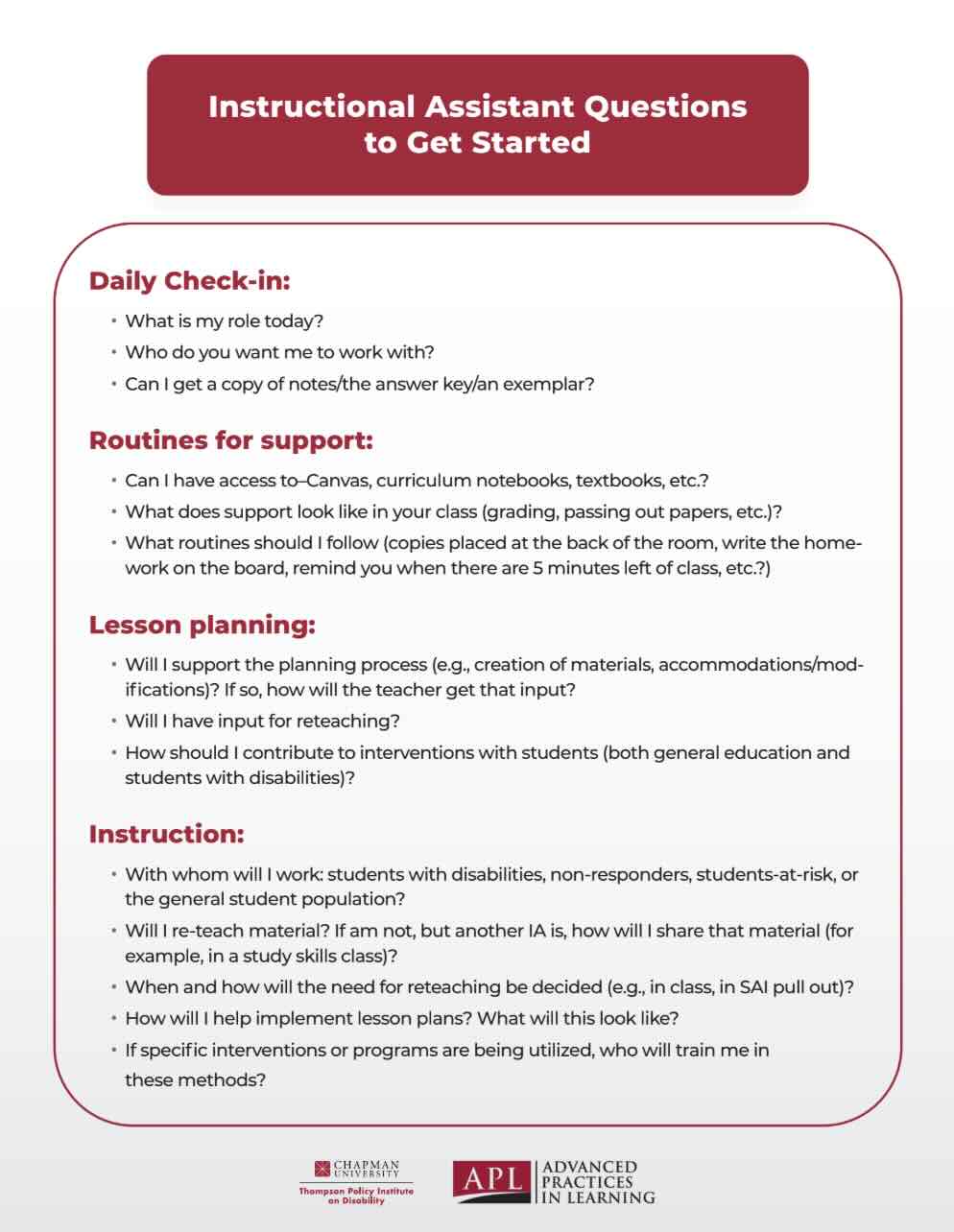 This is a PDF tool for Instructional Assistants.