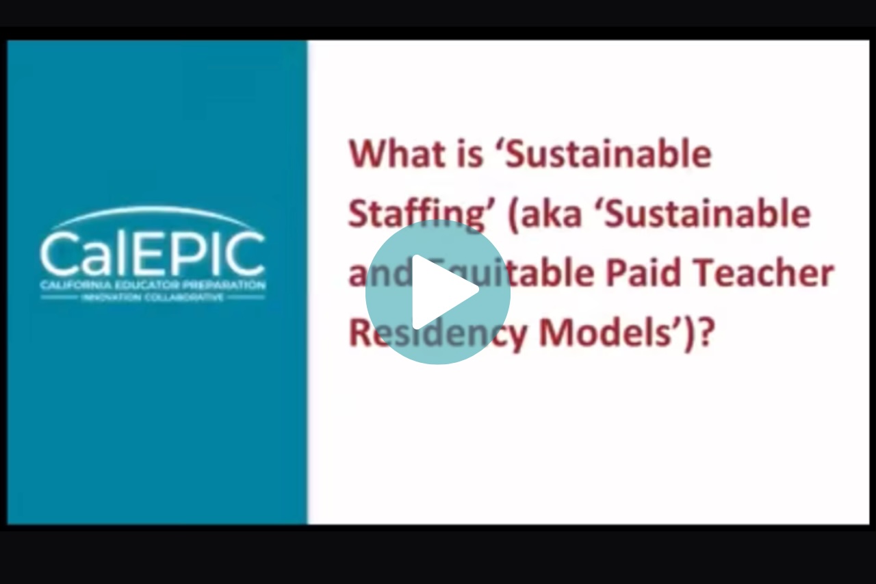 This is a video image with a link to a webinar about strategic, sustainable teacher residencies.